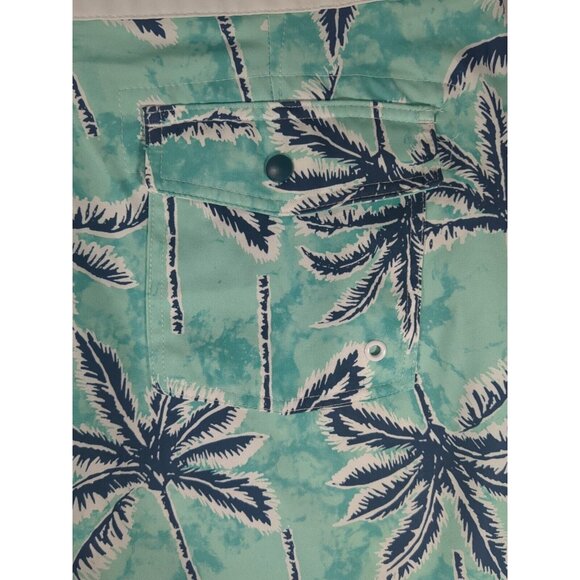 Old Navy White/Blue/Green Palm Built In Flex Board Shorts Mens 36x10" Drawstring - Picture 10 of 11